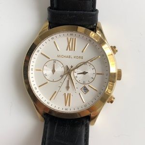 Black and gold leather Women’s Michael Kors Watch